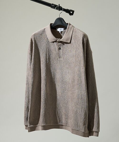 ABAHOUSE / アバハウス ポロシャツ | ベロアプリーツ ニットポロシャツ / オーバーサイズ | 詳細1