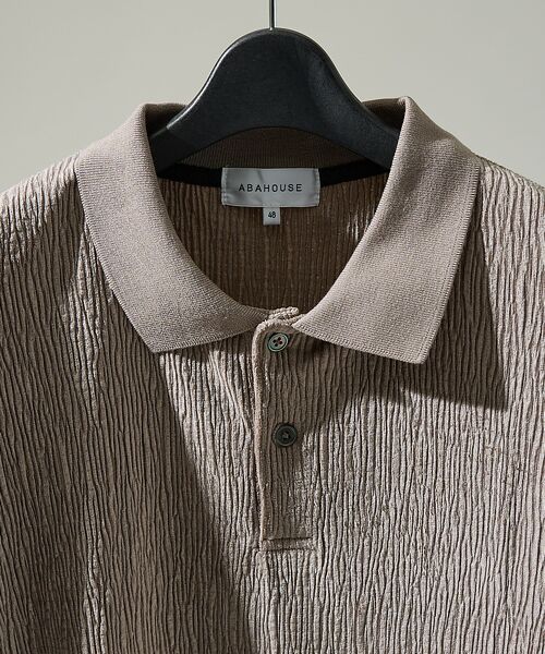 ABAHOUSE / アバハウス ポロシャツ | ベロアプリーツ ニットポロシャツ / オーバーサイズ | 詳細3