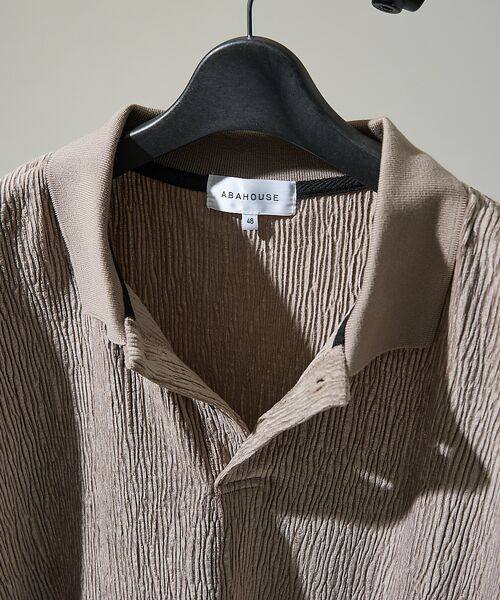 ABAHOUSE / アバハウス ポロシャツ | ベロアプリーツ ニットポロシャツ / オーバーサイズ | 詳細4