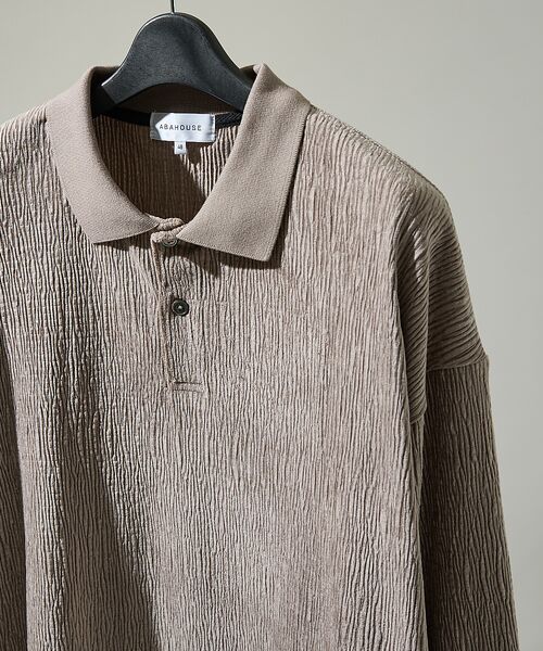 ABAHOUSE / アバハウス ポロシャツ | ベロアプリーツ ニットポロシャツ / オーバーサイズ | 詳細8