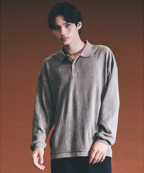ABAHOUSE / アバハウス ポロシャツ | ベロアプリーツ ニットポロシャツ / オーバーサイズ | 詳細9