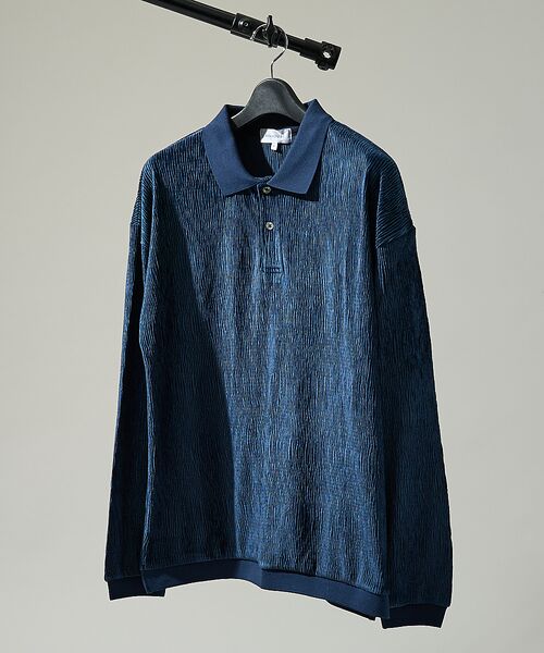 ABAHOUSE / アバハウス ポロシャツ | ベロアプリーツ ニットポロシャツ / オーバーサイズ | 詳細14