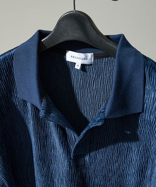 ABAHOUSE / アバハウス ポロシャツ | ベロアプリーツ ニットポロシャツ / オーバーサイズ | 詳細15