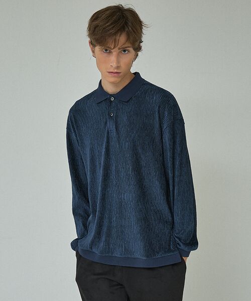 ABAHOUSE / アバハウス ポロシャツ | ベロアプリーツ ニットポロシャツ / オーバーサイズ | 詳細16