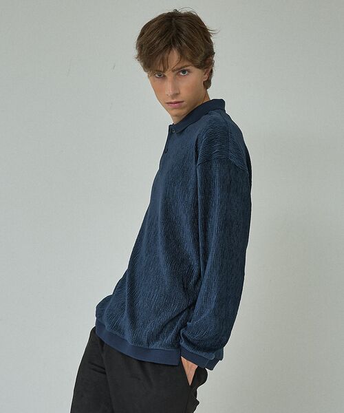 ABAHOUSE / アバハウス ポロシャツ | ベロアプリーツ ニットポロシャツ / オーバーサイズ | 詳細17