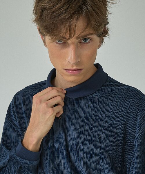 ABAHOUSE / アバハウス ポロシャツ | ベロアプリーツ ニットポロシャツ / オーバーサイズ | 詳細18