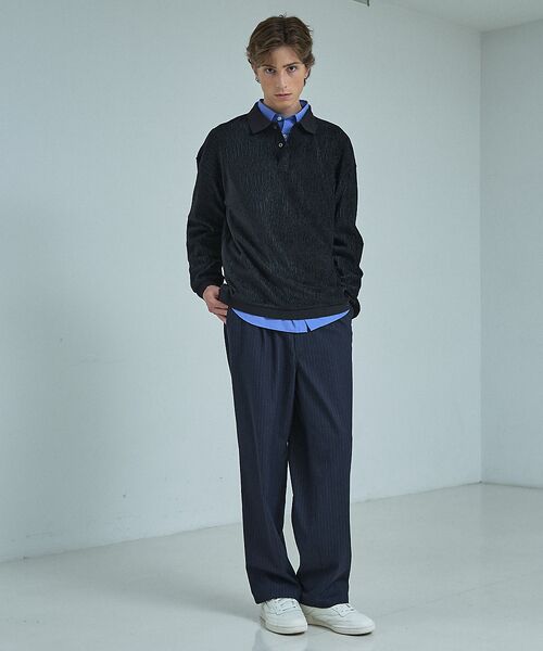 ABAHOUSE / アバハウス ポロシャツ | ベロアプリーツ ニットポロシャツ / オーバーサイズ | 詳細21