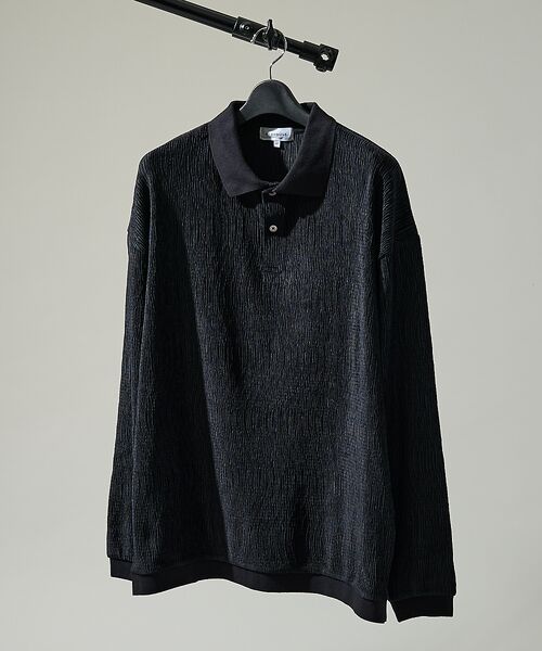 ABAHOUSE / アバハウス ポロシャツ | ベロアプリーツ ニットポロシャツ / オーバーサイズ | 詳細23