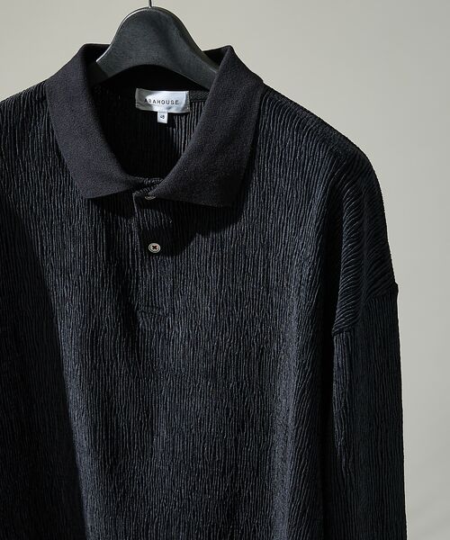 ABAHOUSE / アバハウス ポロシャツ | ベロアプリーツ ニットポロシャツ / オーバーサイズ | 詳細24