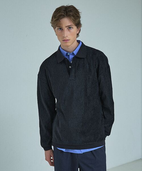 ABAHOUSE / アバハウス ポロシャツ | ベロアプリーツ ニットポロシャツ / オーバーサイズ | 詳細25