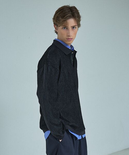 ABAHOUSE / アバハウス ポロシャツ | ベロアプリーツ ニットポロシャツ / オーバーサイズ | 詳細26