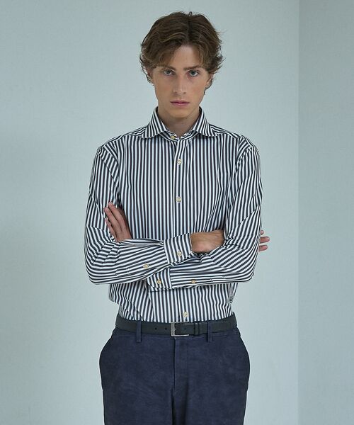 ABAHOUSE / アバハウス シャツ・ブラウス | 【ON/OFF兼用】360°ストレッチ ロンドンストライプ ワイドカラーシャツ | 詳細14
