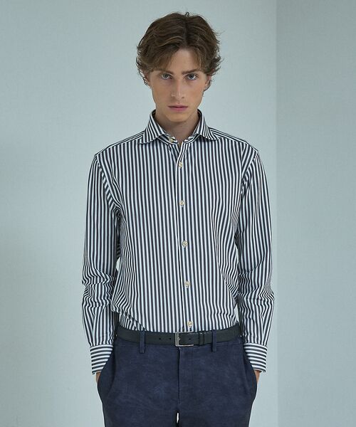 ABAHOUSE / アバハウス シャツ・ブラウス | 【ON/OFF兼用】360°ストレッチ ロンドンストライプ ワイドカラーシャツ | 詳細15
