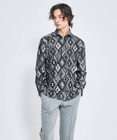 ABAHOUSE / アバハウス シャツ・ブラウス | 360°ストレッチ ゴブラン柄 ジャージーシャツ / 総柄シャツ