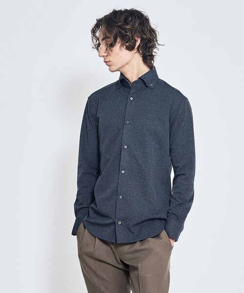 ABAHOUSE/アバハウス 【ON/OFF兼用】MESH JERSEY ボタンダウンシャツ / FLEX S チャコールグレー 50 ABAHOUSE/アバハウス 【ON/OFF兼用】MESH JERSEY ボタンダウンシャツ / FLEX S チャコールグレー 50