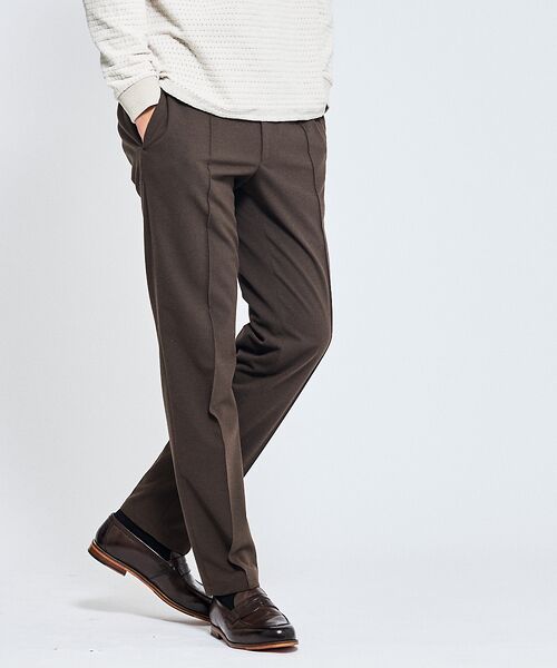 ABAHOUSE/アバハウス 【ON/OFF兼用】パウダータッチ ピンタック イージースラックス / 360 ブラウン 50 ABAHOUSE/アバハウス 【ON/OFF兼用】パウダータッチ ピンタック イージースラックス / 360 ブラウン 50