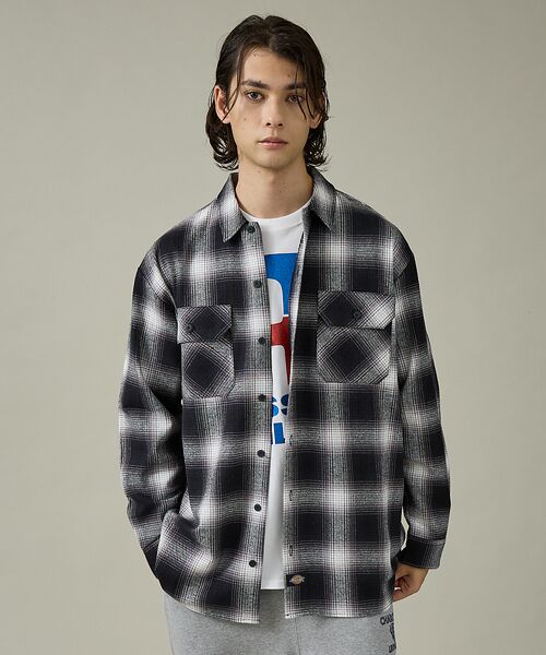 ABAHOUSE/アバハウス 【Dickies / ディッキーズ】オーバーサイズ ネルオンブレチェック ワーク ブラック M