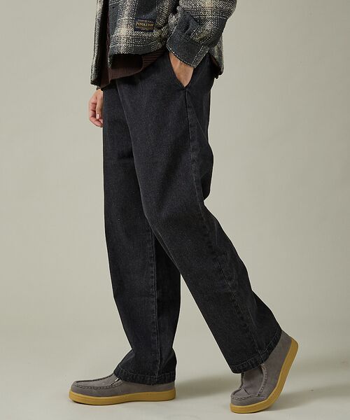 ABAHOUSE/アバハウス 【DICKIES / ディッキーズ】TCツイル/デニム ワイドストレートパンツ（ ブラック系その他1 M