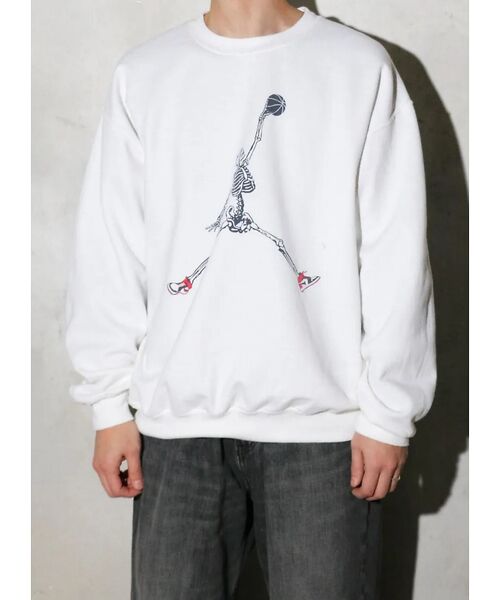 ABAHOUSE/アバハウス 【THRIFTY LOOK 】JUMP SKULL CREW SWEAT/ユーズ ホワイト M ABAHOUSE/アバハウス 【THRIFTY LOOK 】JUMP SKULL CREW SWEAT/ユーズ ホワイト M