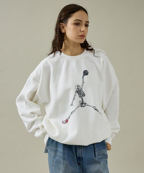 ABAHOUSE / アバハウス スウェット | 【THRIFTY LOOK 】JUMP SKULL CREW SWEAT/ユーズ | 詳細5