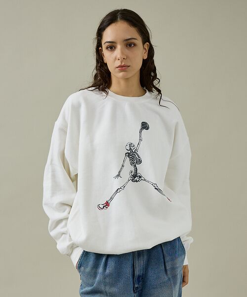 ABAHOUSE / アバハウス スウェット | 【THRIFTY LOOK 】JUMP SKULL CREW SWEAT/ユーズ | 詳細6