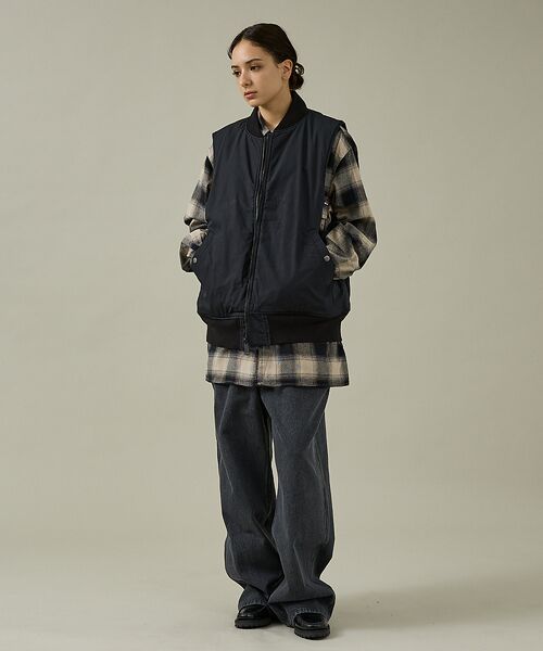 ABAHOUSE / アバハウス ベスト | 【MADE IN STANDARD】 BLACK MA-1 VEST REVER | 詳細13