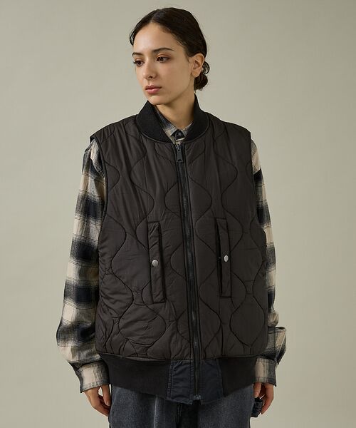 ABAHOUSE / アバハウス ベスト | 【MADE IN STANDARD】 BLACK MA-1 VEST REVER | 詳細14