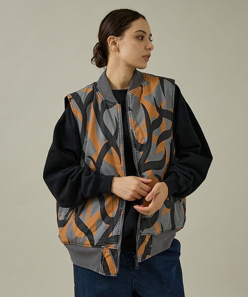 ABAHOUSE/アバハウス 【MADE IN STANDARD】PRINTED MA-1 VEST REVE グレー L ABAHOUSE/アバハウス 【MADE IN STANDARD】PRINTED MA-1 VEST REVE グレー L