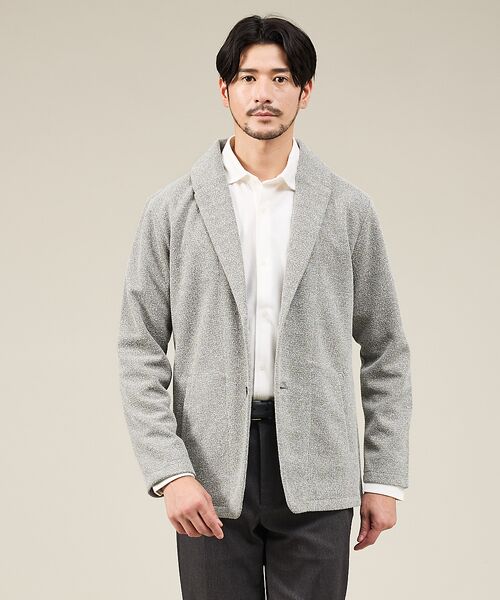 ABAHOUSE / アバハウス ブルゾン | ブークレ ボンディング ショールブルゾン / ストレッチ / 保温性(モカ)