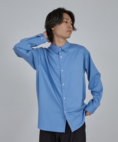 ABAHOUSE/アバハウス 【AH ABAHOUSE】ルーズフィット ロングスリーブシャツ ブルー 48 ABAHOUSE/アバハウス 【AH ABAHOUSE】ルーズフィット ロングスリーブシャツ ブルー 48
