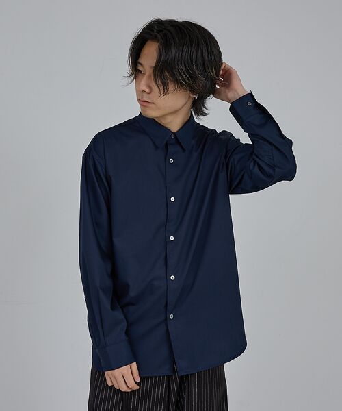 ABAHOUSE/アバハウス 【AH ABAHOUSE】ルーズフィット ロングスリーブシャツ ネイビー 44 ABAHOUSE/アバハウス 【AH ABAHOUSE】ルーズフィット ロングスリーブシャツ ネイビー 44