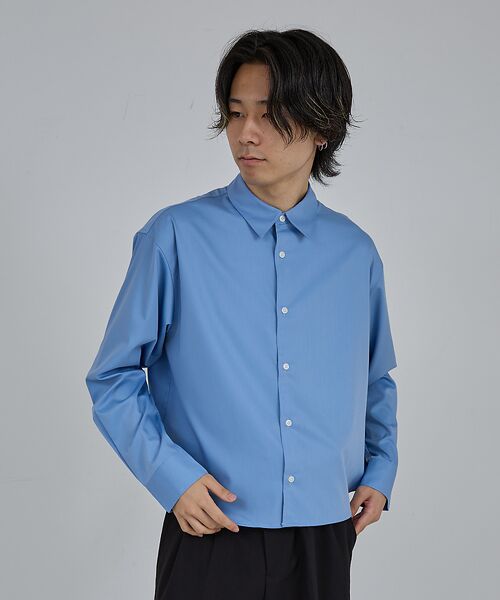 ABAHOUSE/アバハウス 【AH ABAHOUSE】 ロングスリーブ クロップドシャツ ブルー 46 ABAHOUSE/アバハウス 【AH ABAHOUSE】 ロングスリーブ クロップドシャツ ブルー 46