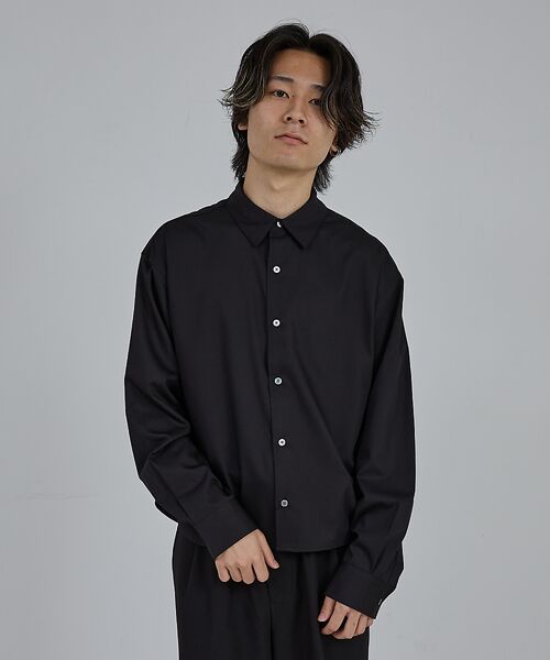 ABAHOUSE/アバハウス 【AH ABAHOUSE】 ロングスリーブ クロップドシャツ ブラック 48 ABAHOUSE/アバハウス 【AH ABAHOUSE】 ロングスリーブ クロップドシャツ ブラック 48