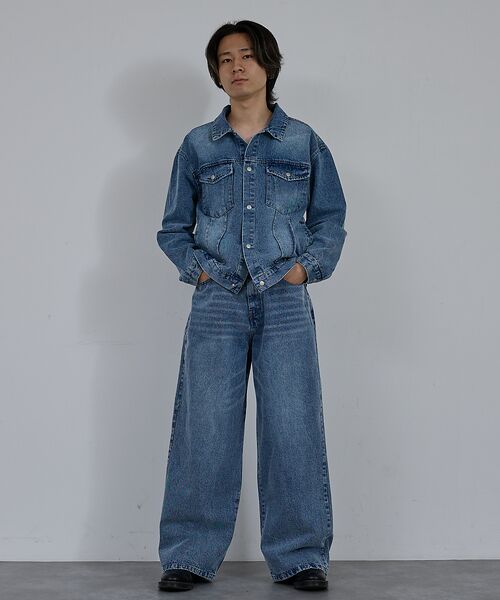 ABAHOUSE / アバハウス Gジャン・デニムジャケット | 【AH ABAHOUSE】ヴィンテージライク ブラスト デニムジャケット / セ | 詳細5