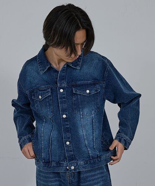 ABAHOUSE/アバハウス 【AH ABAHOUSE】ヴィンテージライク ブラスト デニムジャケット / セ ブルー 44 ABAHOUSE/アバハウス 【AH ABAHOUSE】ヴィンテージライク ブラスト デニムジャケット / セ ブルー 44