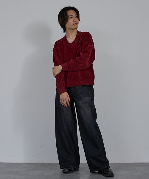 ABAHOUSE / アバハウス ニット・セーター | 【AH ABAHOUSE】ハイゲージモール クロップド Vネックニット | 詳細9