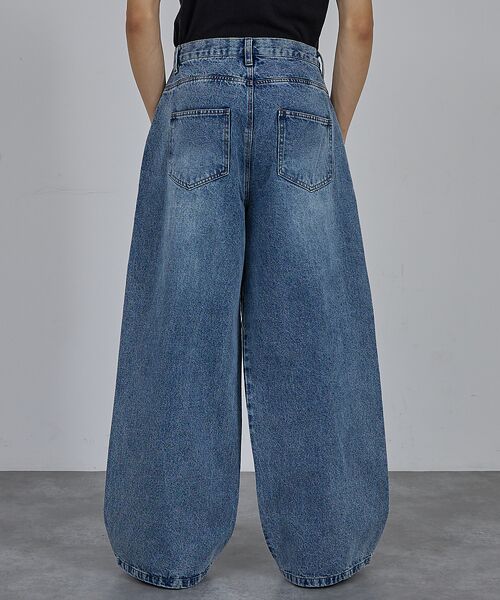 ABAHOUSE / アバハウス デニムパンツ | 【AH ABAHOUSE】ブラスト ワイドバギー デニムパンツ / セットアップ | 詳細3