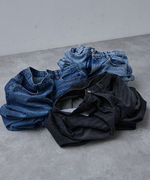 ABAHOUSE / アバハウス デニムパンツ | 【AH ABAHOUSE】ブラスト ワイドバギー デニムパンツ / セットアップ | 詳細15