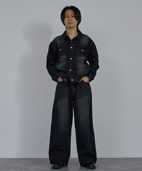 ABAHOUSE / アバハウス デニムパンツ | 【AH ABAHOUSE】ブラスト ワイドバギー デニムパンツ / セットアップ | 詳細16