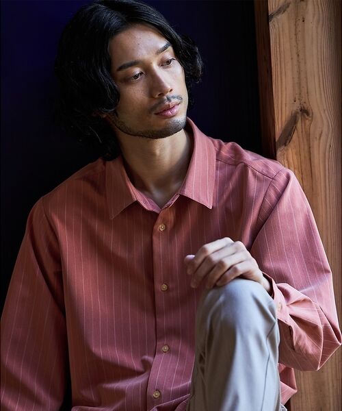 ABAHOUSE / アバハウス シャツ・ブラウス | 【定番】レギュラーカラーストライプシャツ【予約】（テラコッタ）