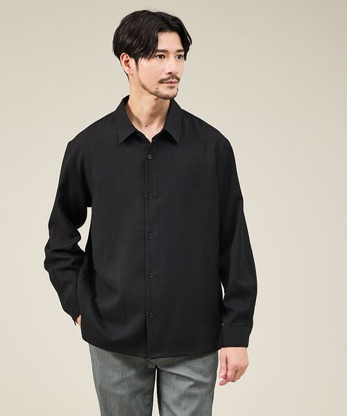 ABAHOUSE / アバハウス シャツ・ブラウス | アムンゼン レギュラーカラー 長袖シャツ(ブラック)