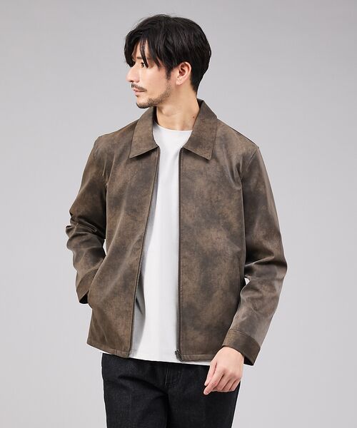 ABAHOUSE / アバハウス ブルゾン | 【ネオレザー】ヴィンテージライク ジップブルゾン(ブラウン)