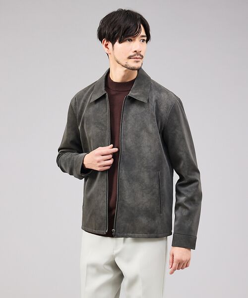 ABAHOUSE / アバハウス ブルゾン | 【ネオレザー】ヴィンテージライク ジップブルゾン(ブラック)