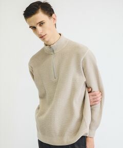 ABAHOUSE / アバハウス ニット・セーター | ダブルフェイス モールカノコ ハーフジップニット