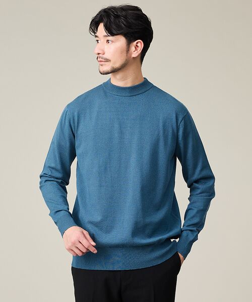 ABAHOUSE / アバハウス ニット・セーター | 【カシミヤタッチ】ハイゲージ モックネック ニット(グリーン)