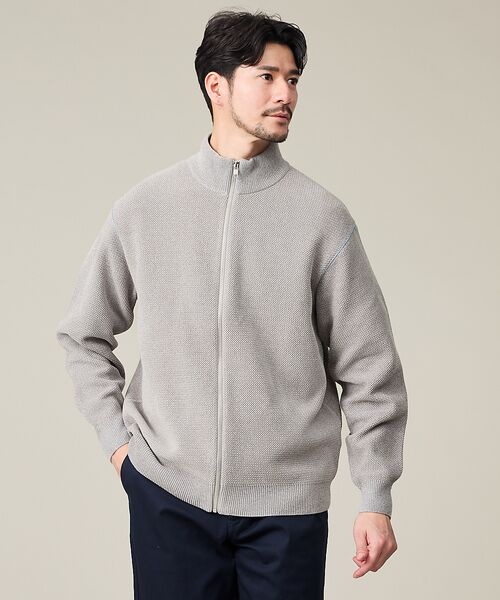 ABAHOUSE / アバハウス ニット・セーター | ダブルフェイス カノコ ドライバーズニット(グレー)