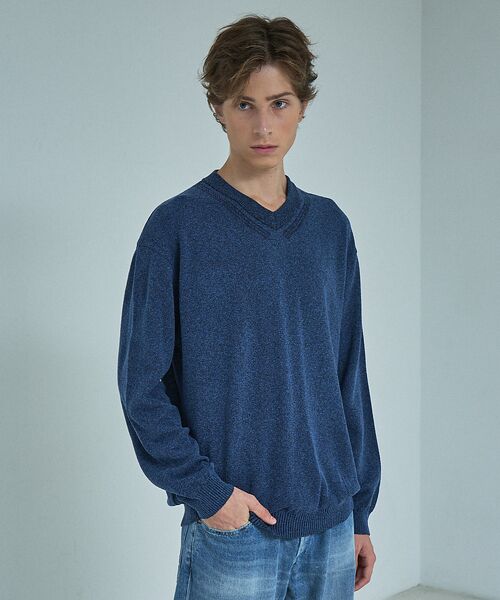 ABAHOUSE / アバハウス ニット・セーター | WOOL MIX ブークレーＶネックニット | 詳細17