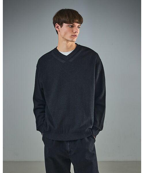 ABAHOUSE / アバハウス ニット・セーター | WOOL MIX ブークレーＶネックニット | 詳細23