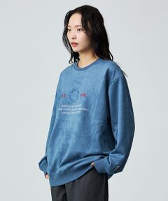 ABAHOUSE / アバハウス スウェット | 【YOIDORE/ヨイドレ】酒愛好家スーベニア刺繍フェイクスウェードクルー