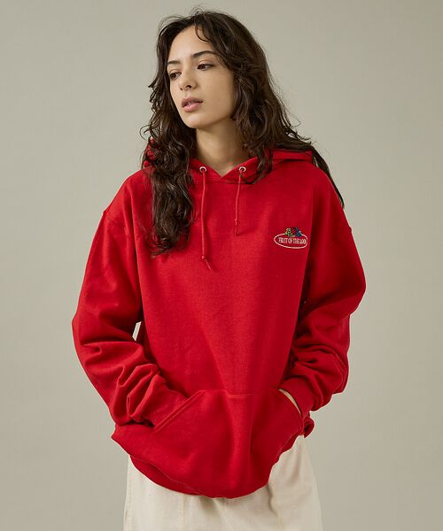 ABAHOUSE / アバハウス パーカー | 【FRUIT OF THE LOOM】PRINT HOODIE1/ワンポイント/(レッド)